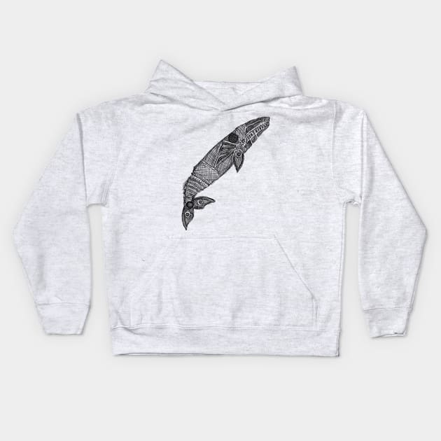 Gray Whale Sketch Kids Hoodie by Hinterlund